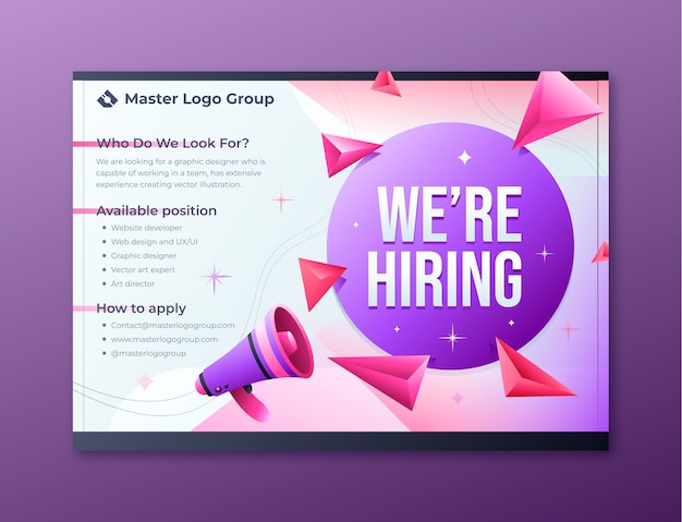 Free vector gradient hiring poster template