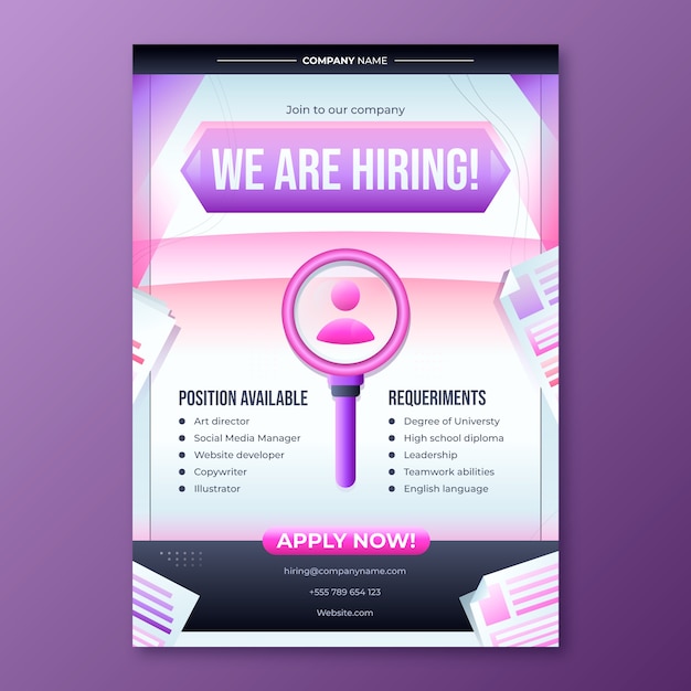 Free vector gradient hiring poster template