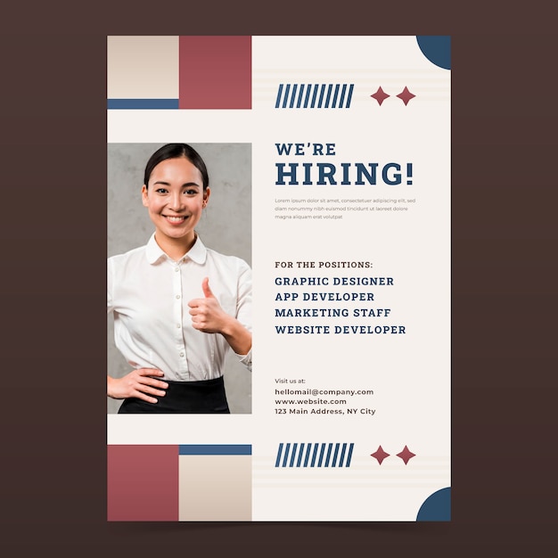 Free vector gradient hiring poster template