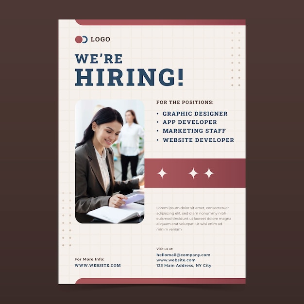 Free vector gradient hiring poster template