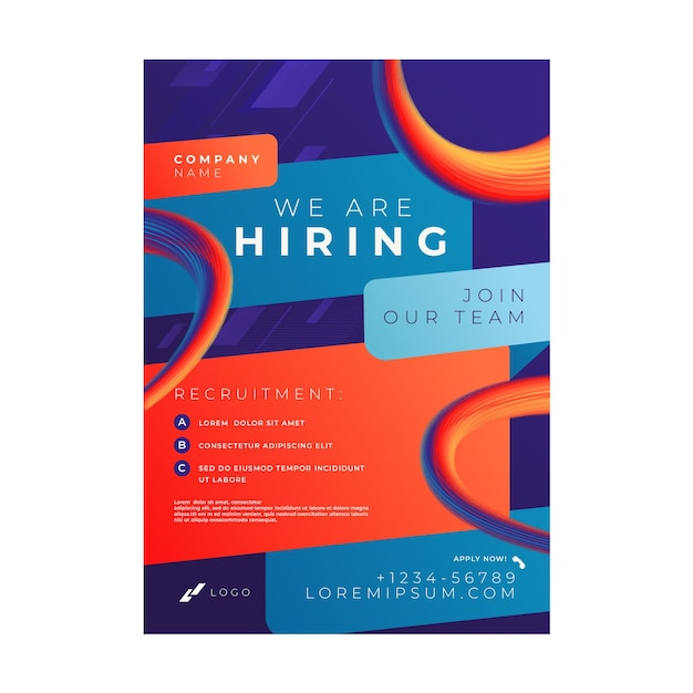 Free vector gradient hiring poster template