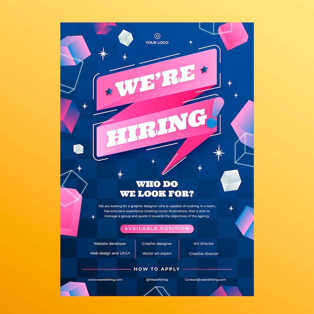 Free vector gradient hiring poster template