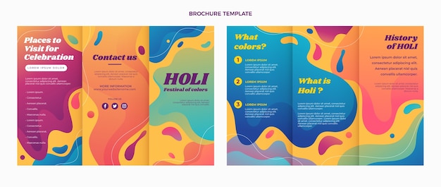 Gradient holi brochure template