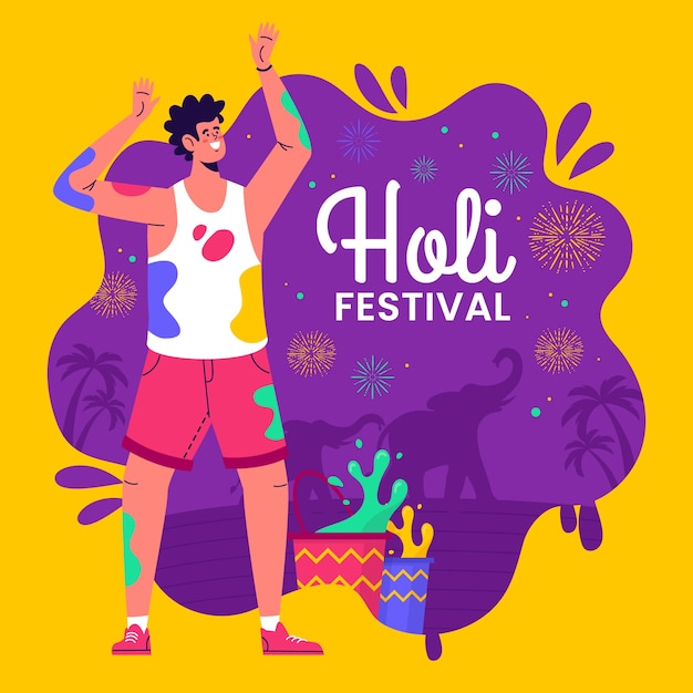 Gradient holi festival celebration illustration