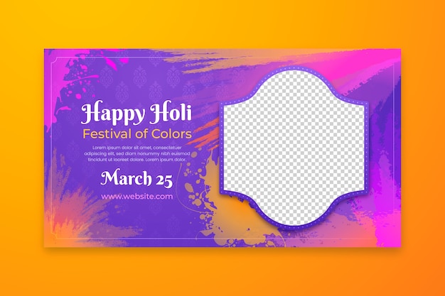 Vettore gratuito modello di banner orizzontale di holi gradiente.