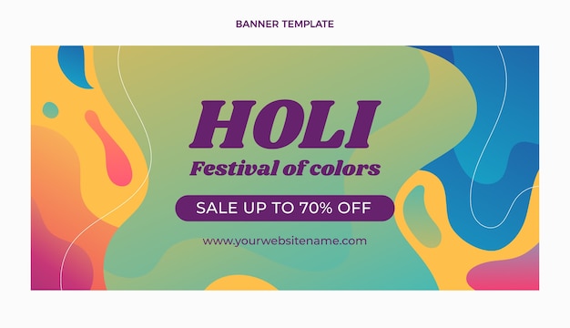 Banner orizzontale di vendita di gradiente holi