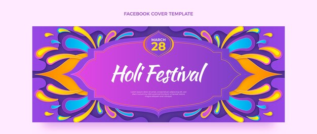 Free vector gradient holi social media cover template