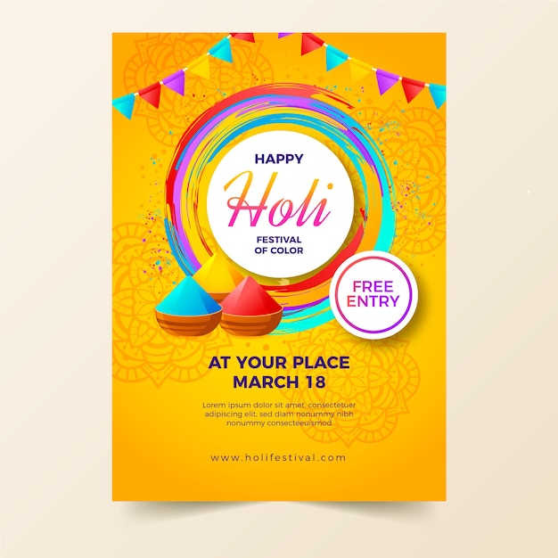 Free vector gradient holi vertical poster template