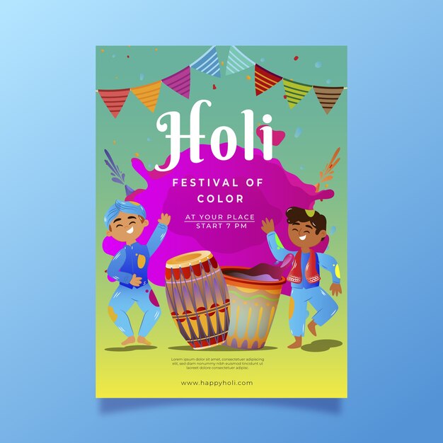 그라데이션 holi 세로 포스터 템플릿