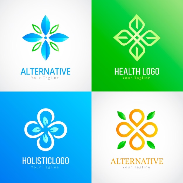Бесплатное векторное изображение Коллекция шаблонов градиентного целостного логотипа