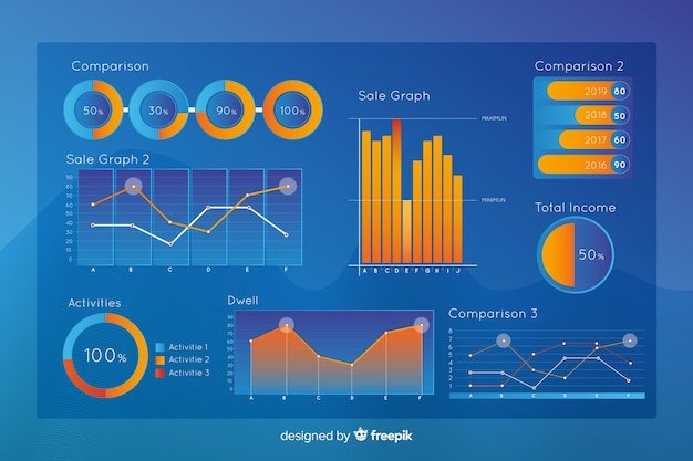 Free vector gradient holographic infographics element collectio