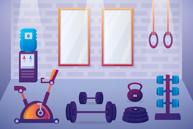 Free vector gradient home gym illustration