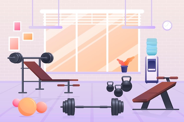 Бесплатное векторное изображение Градиентная иллюстрация домашнего спортзала