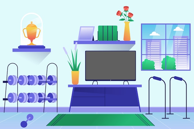 Gradient home gym illustration