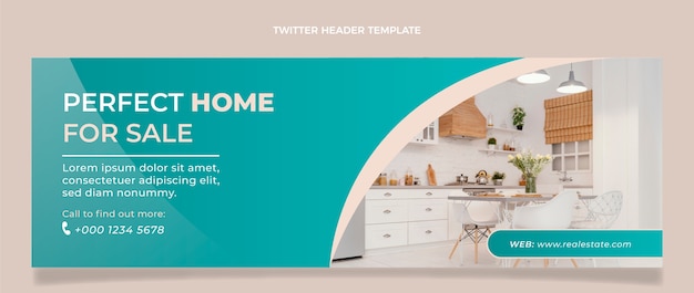 Vettore gratuito gradiente casa in vendita intestazione twitter