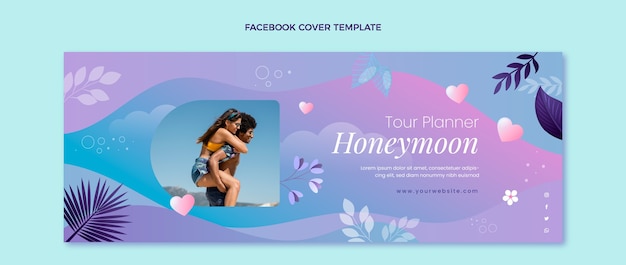 Бесплатное векторное изображение Градиентная обложка facebook для медового месяца