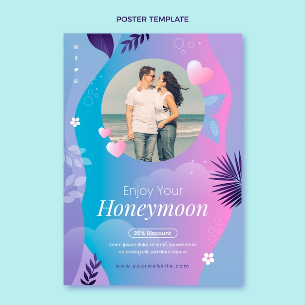 Free vector gradient honeymoon poster template