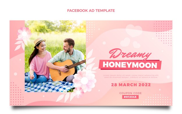 Gradient honeymoon social media promo template