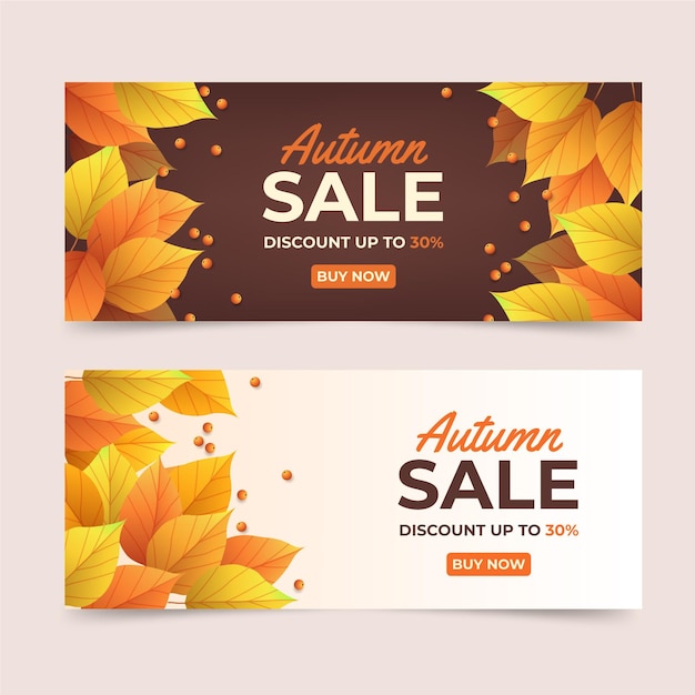 Free vector gradient horizontal autumn banners set