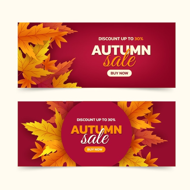 Gradient horizontal autumn banners set