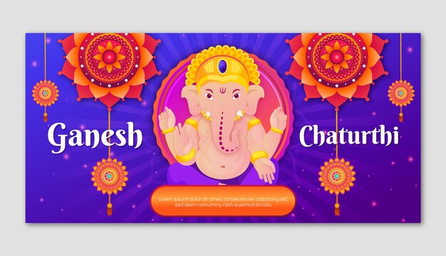 Gradient horizontal banner for ganesh chaturthi celebration