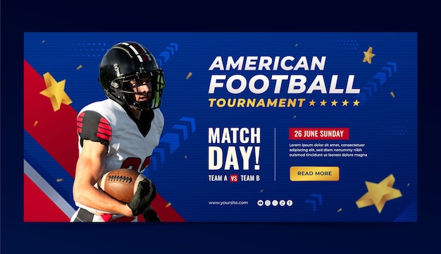 Modello di banner orizzontale gradiente per il campionato di football americano