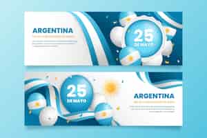 Free vector gradient horizontal banner template for argentinian revolution commemoration