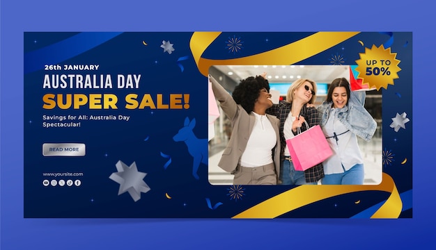 Gradient horizontal banner template for australian national day celebration