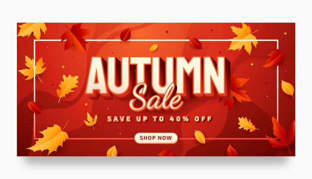 Gradient horizontal banner template for autumn celebration