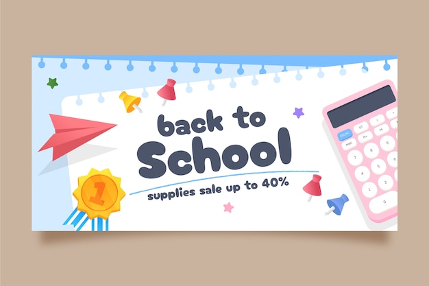 Free vector gradient horizontal banner template for back to school season