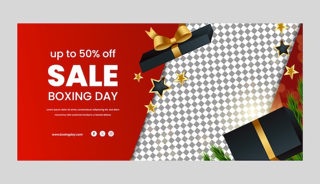 Free vector gradient horizontal banner template for boxing day sales
