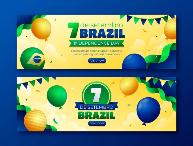 Gradient horizontal banner template for brazilian independence day celebration