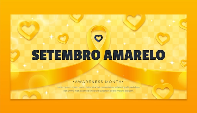 Gradient horizontal banner template for brazilian suicide prevention month awareness