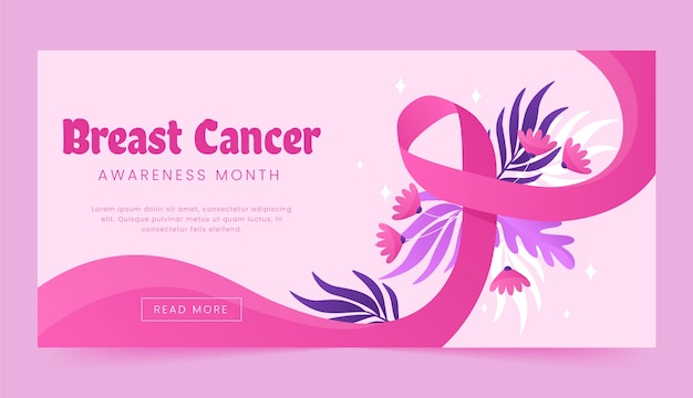 Gradient horizontal banner template for breast cancer awareness month