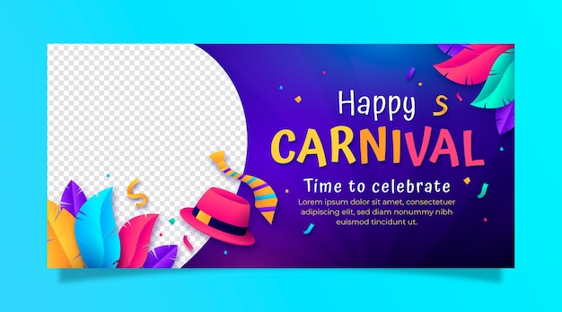 Modello di banner orizzontale gradiente per festa di carnevale