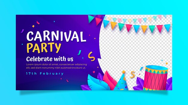 Gradient horizontal banner template for carnival party