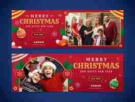 Free vector gradient horizontal banner template for christmas season