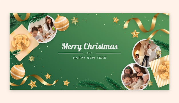 Gradient horizontal banner template for christmas season