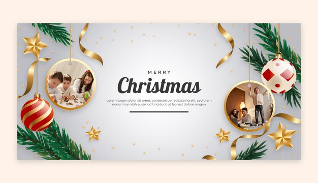 Gradient horizontal banner template for christmas season