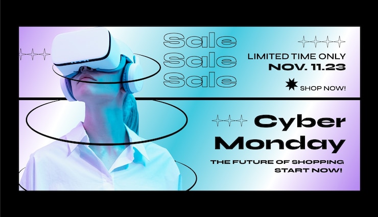 Free Vector gradient horizontal banner template for cyber monday sale