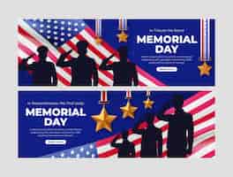 Бесплатное векторное изображение Градиентный горизонтальный шаблон баннера для американского праздника дня памяти