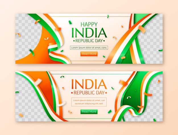 Gradient horizontal banner template for indian republic day celebration