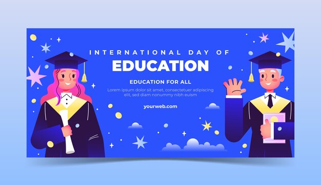 Gradient horizontal banner template for international day of education