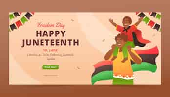 Free vector gradient horizontal banner template for juneteenth celebration