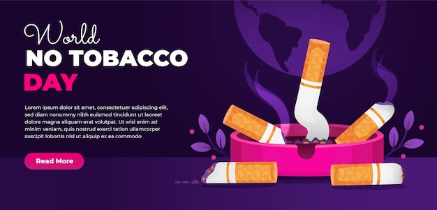 Free vector gradient horizontal banner template for no tobacco day awareness