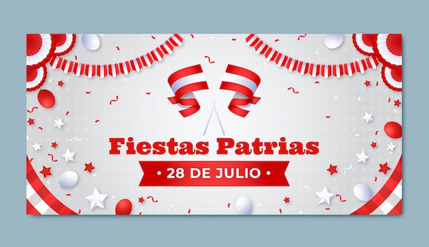 Gradient horizontal banner template for peruvian fiestas patrias celebrations