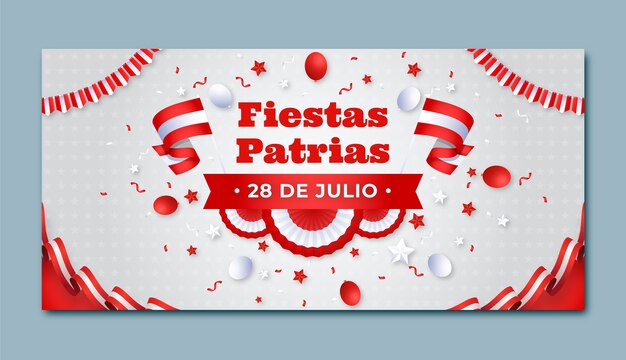 Gradient horizontal banner template for peruvian fiestas patrias celebrations