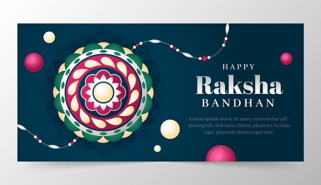 raksha bandhan 축하를 위한 그라데이션 가로 배너 템플릿