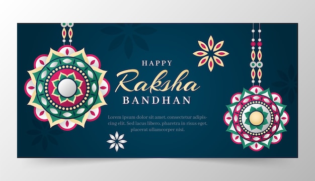 Free vector gradient horizontal banner template for raksha bandhan celebration