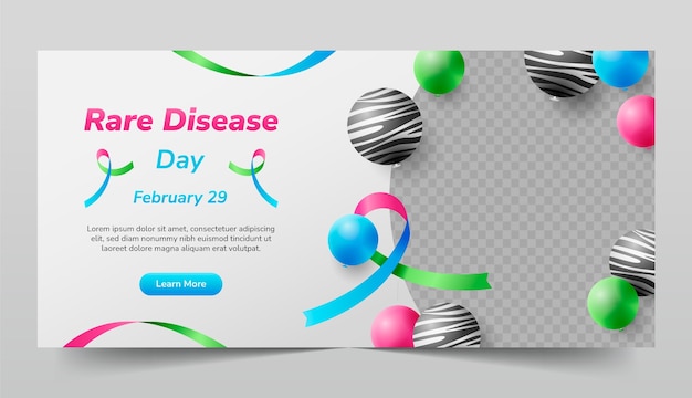 Gradient horizontal banner template for rare disease day awareness